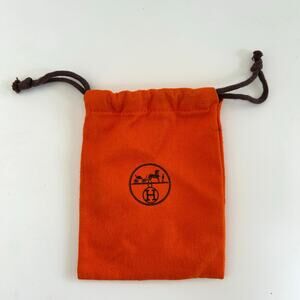 Hermès Orange 6x4.5 Jewelry Dust Bag Brown Drawstring Small Logo Pouch